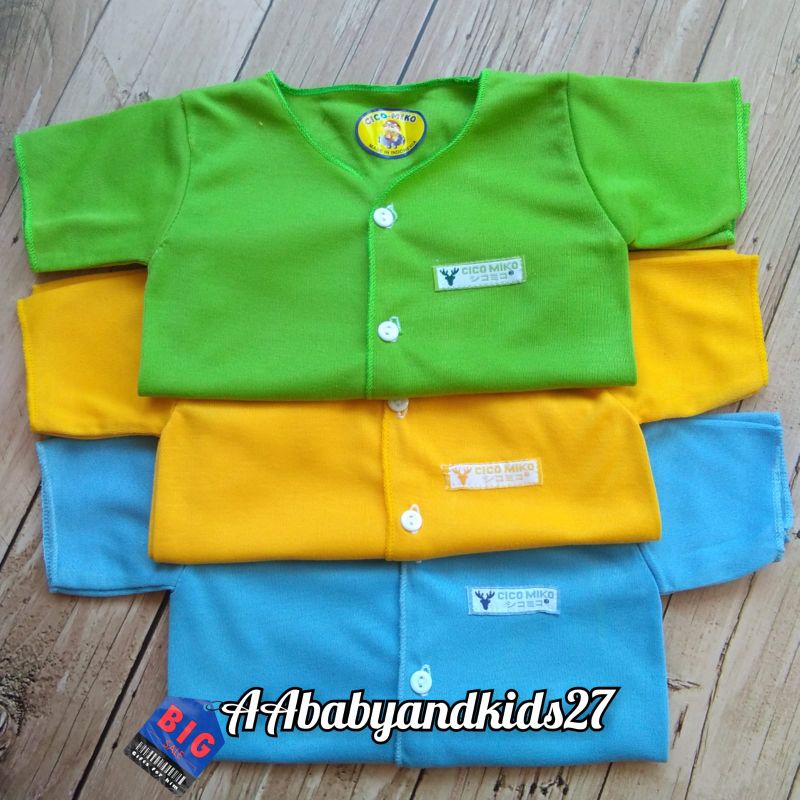 DAPAT 6PC!!! Cico Miko Baju Bayi Lengan Pendek Polos Usia Newborn Lembut Halus dan SNI