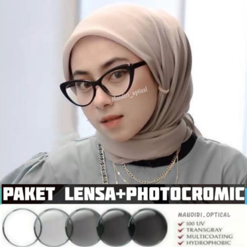 (COD) frame kacamata wanita cat eye fashion | kacamata photocromic anti radiasi