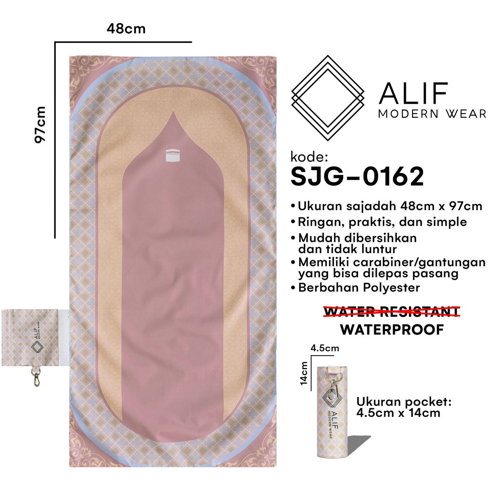 ALIF SAJADAH GENGGAM TRAVEL / SAKU / PORTABLE / WATERPROOF ( ALIF MODERN WEAR SJG-0162 )