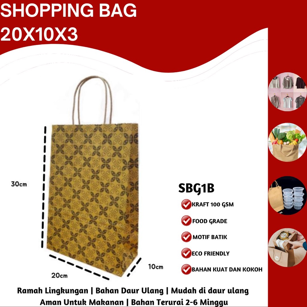 Shopping Bag Paper Bag Batik Tas Belanja (SBG1B-20X10X30)