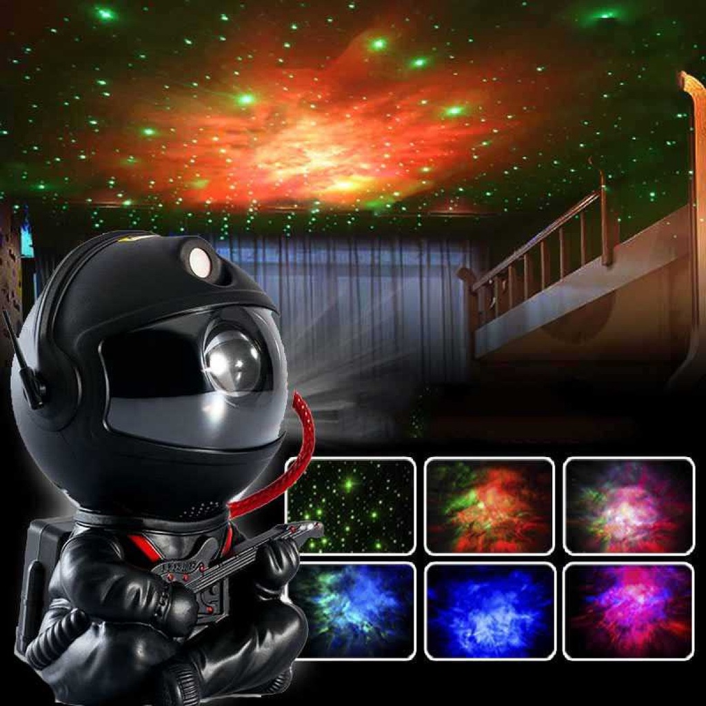 Lampu Proyektor Cahaya Bintang Nebula Astronaut Galaxy Play Guitar HTM