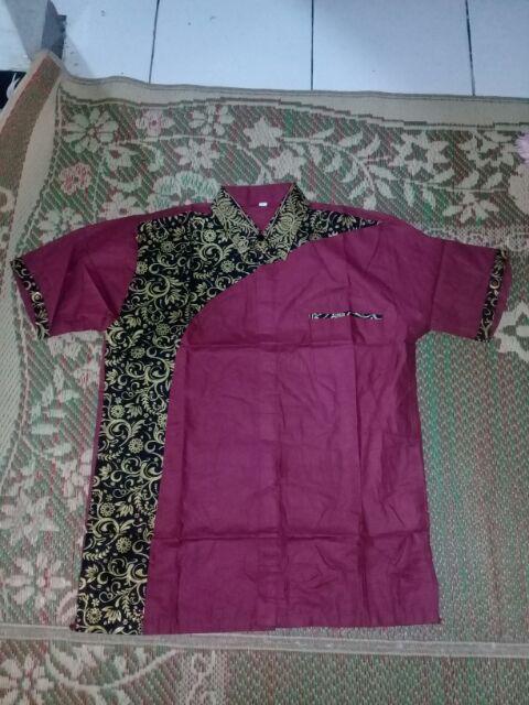 Distro Batik Hrb026 Kenongo Kemeja Tosca Pende Pekalongan Padi M L Xl Sogan Halus Kemeja Batik