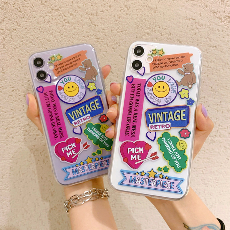 Soft Case TPU Transparan Motif Lucu Cover iphone 11 11pro 11promax X XR XS MAX 6 7 8 plus SE