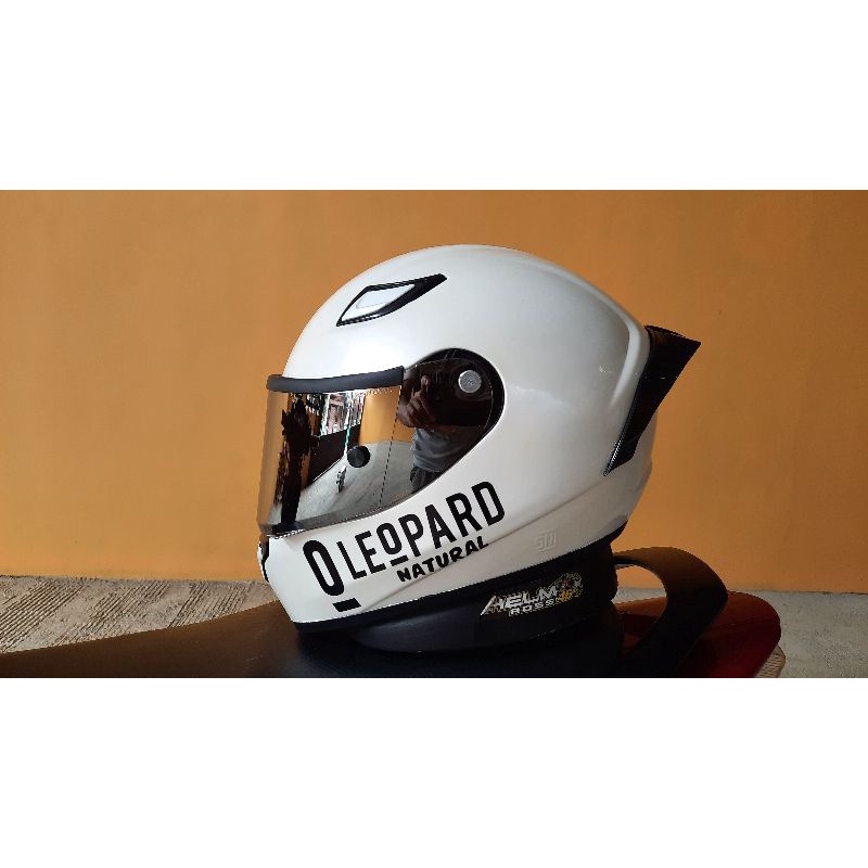 Sticker Helm Helmet Leopard Black Hitam Gold Putih Silver Chrome KYT TT COURSE stiker Cutting premium variasi paket ganteng