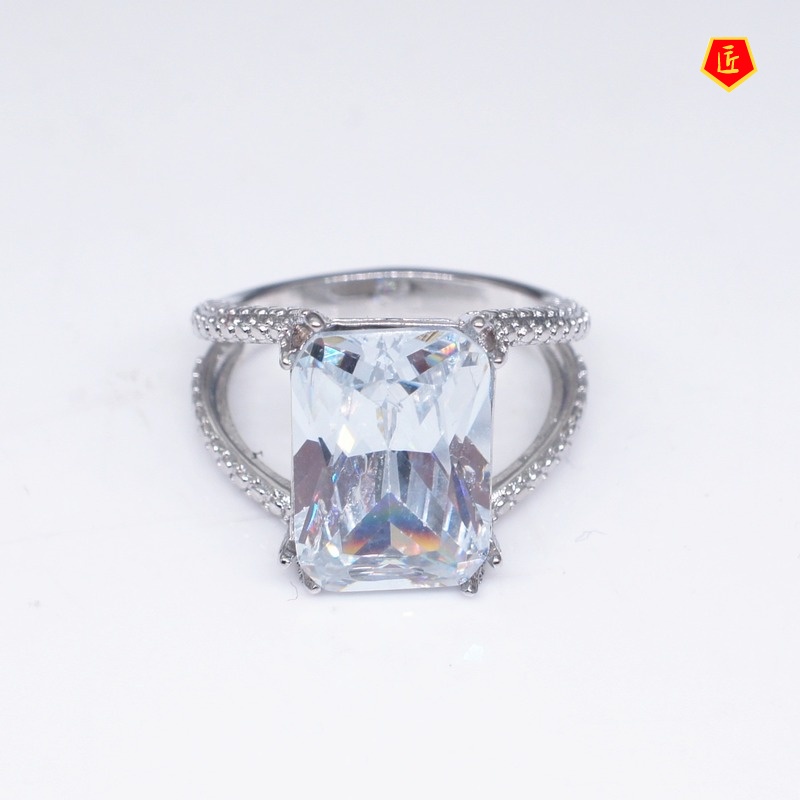 [Ready Stock]Exaggerated Square Diamond Ring Female Fashion Personality