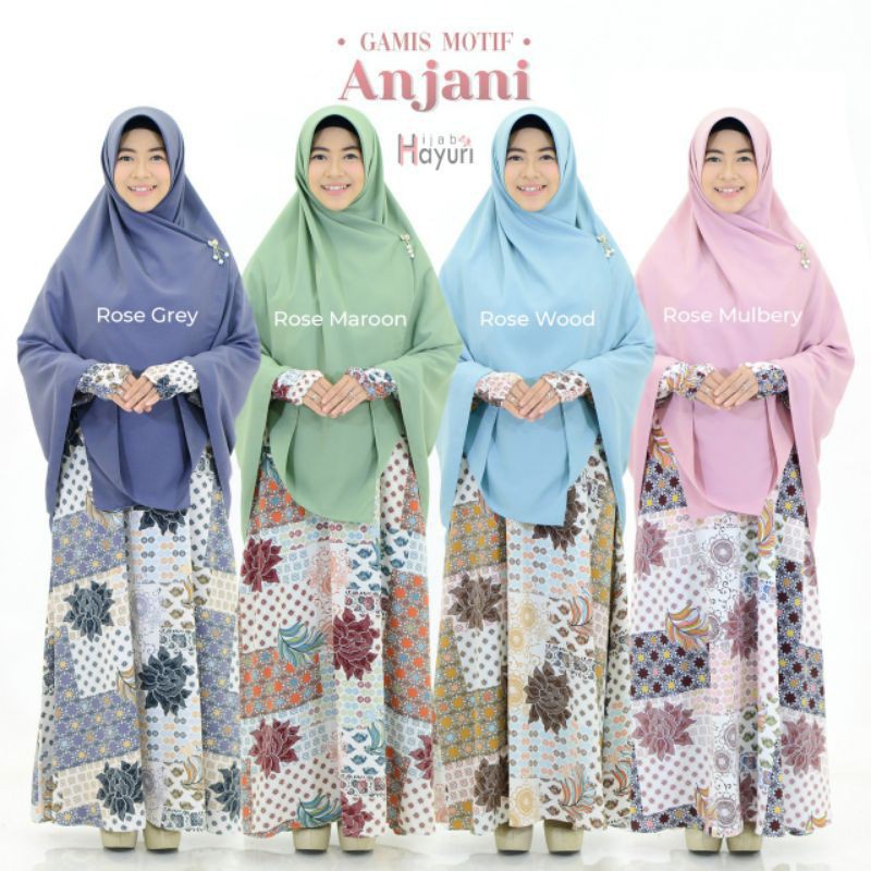 Hayuri Gamis Motif Anjani / Gamis Motif Vintage Muslimah Syari
