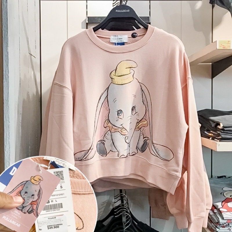 Sweatshirt Hoodie Oversize Cewek Pull&Bear Dumbo Disney dan Stich Original Branded