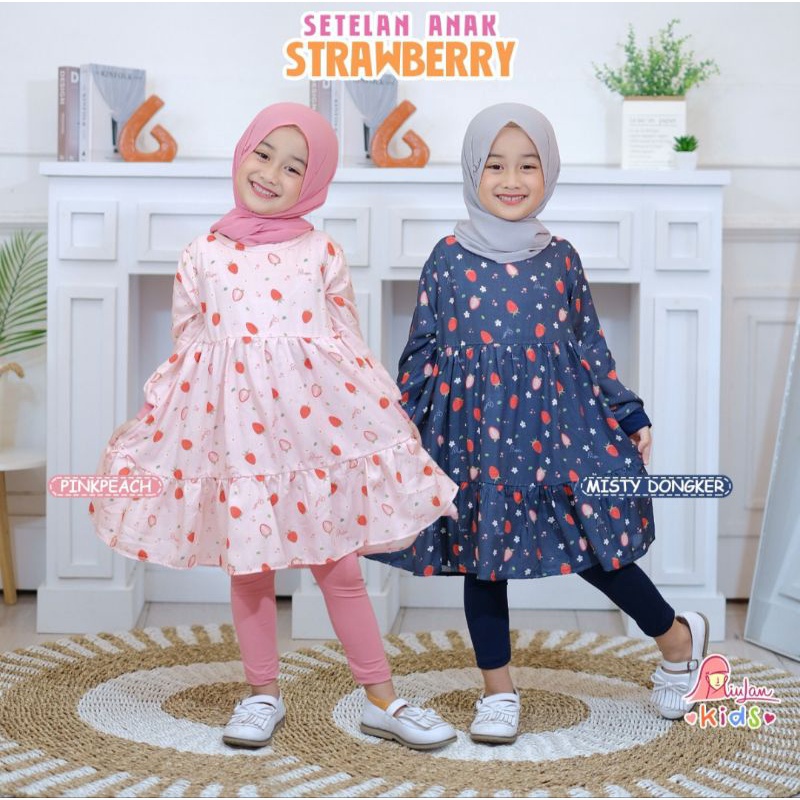 Setelan Strawbery kids by Miulan⭐Katun viscose⭐
