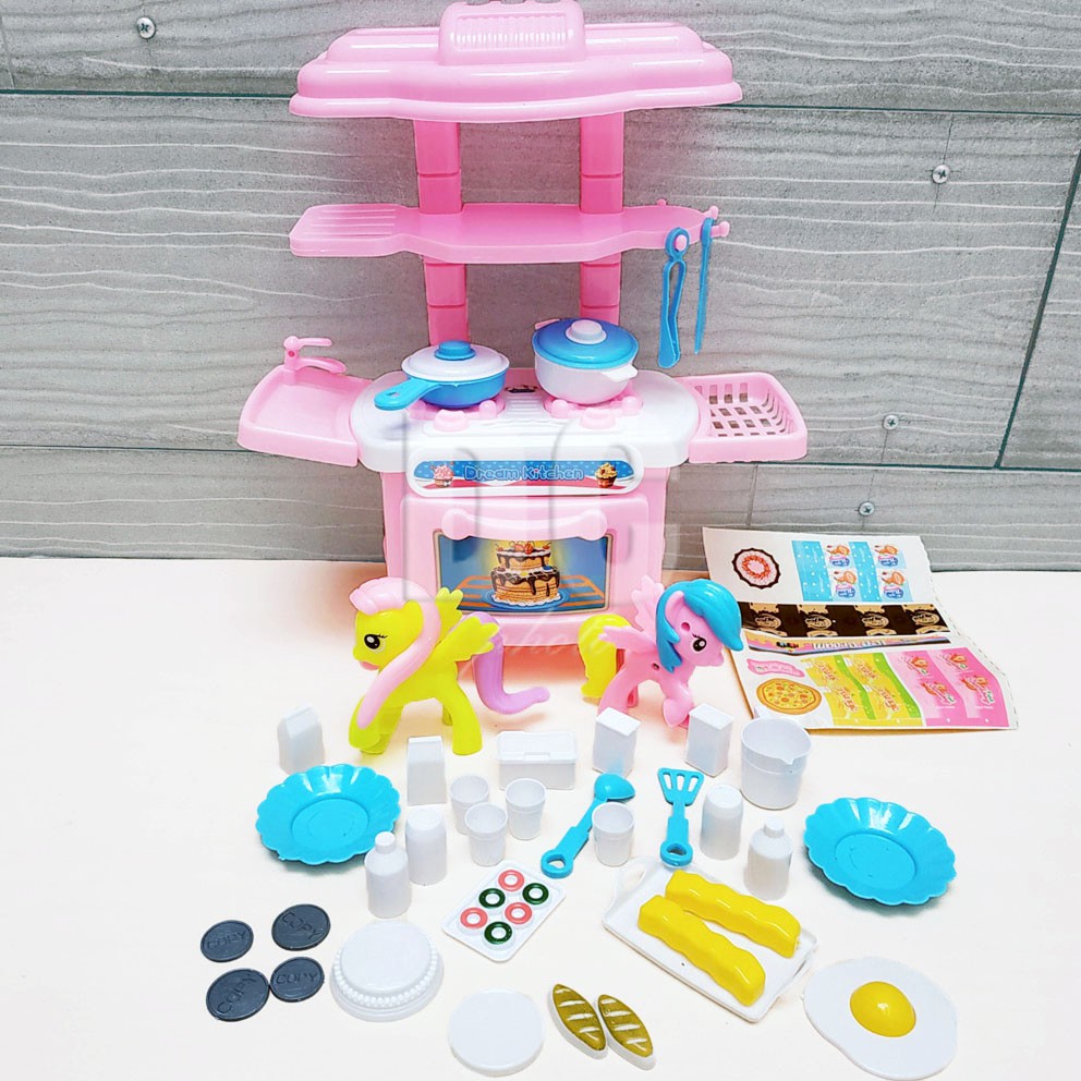 Happy Kitchen Set Little Pony 108 Pink Mainan Masak-masakan Peralatan Dapur Mini