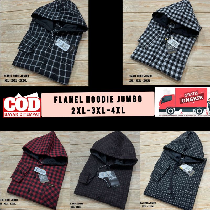 flanel Hoodie jumbo big size pria wanita  2xl 3xl 4xl lengan panjang - flanel kupluk big size pria- kemeja flanel bertopi size jumbo lengan panjang distro import