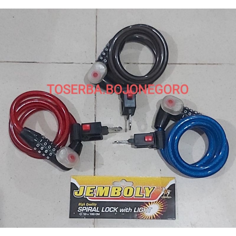 KUNCI SEPEDA JEMBOLY SPIRAL NOMOR LAMPU ADJUSTABLE