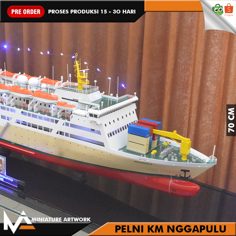 (PRE-ORDER) MINIATUR KAPAL PELNI KM NGGAPULU 70 CM I PAJANGAN GIFT SOUVENIR