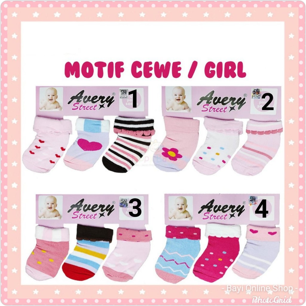 3 PCS Kaos kaki bayi baby socks sepatu baby perempuan laki-laki  - AVERY