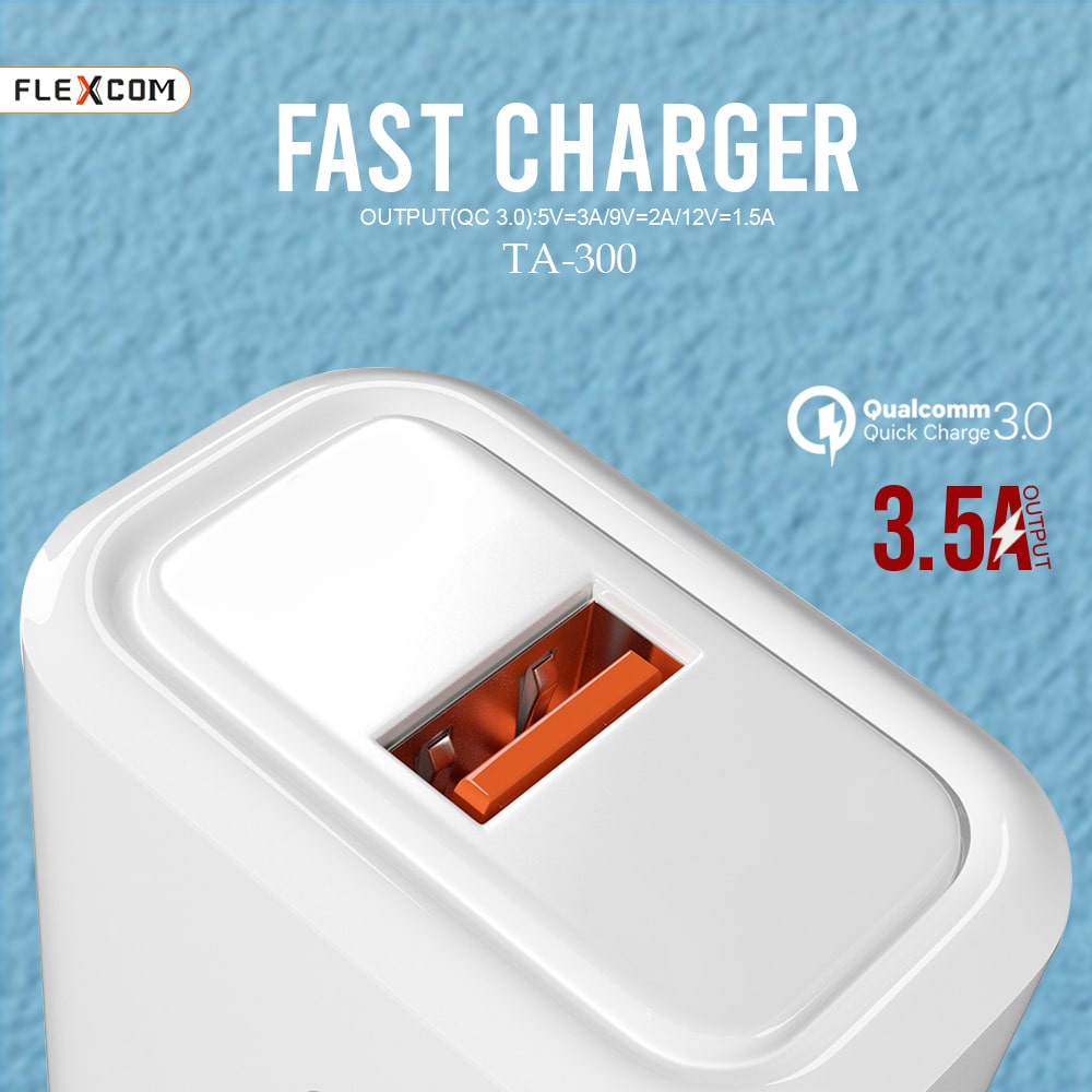 Charger FLECO TA-300 Colokan USB 1 Port Qualcomm QC3.0 Fast Charging Cas Kabel Micro Type c