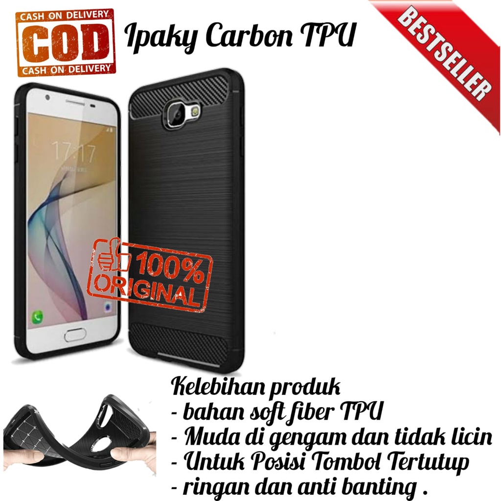 Samsung J2 PRIME J5 PRIME J7 PRIME J7 DUO IPAKY Carbon Sarung HP Kesing Fiber Softcase Silikon Rugge