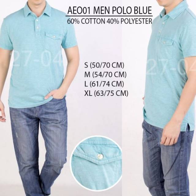 Baju branded-AMERICAN EAGLE MEN POLO BLUE