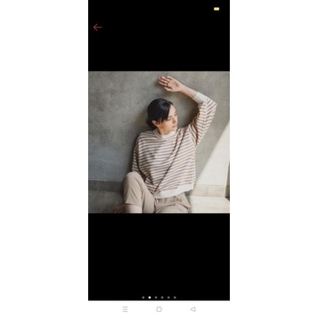 This is April Atasan Sweater wanita Bailey Stripped Top - Ivory 181228