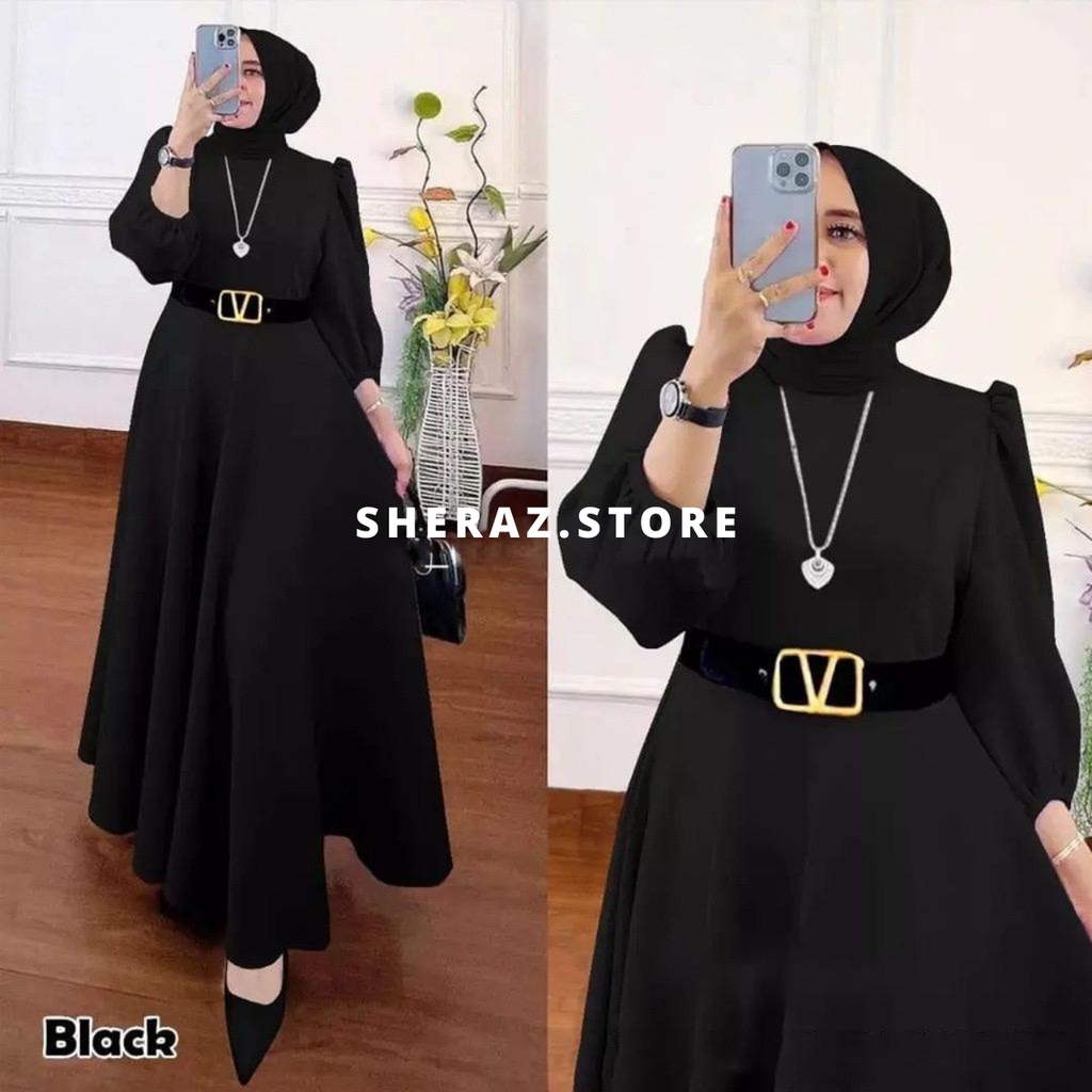 Gamis Polos Wanita Jumbo Ld 120 130 140 Free Sabuk SHAPIRA MAXI S M L XL XXL XXXL 5L Bahan Shakila