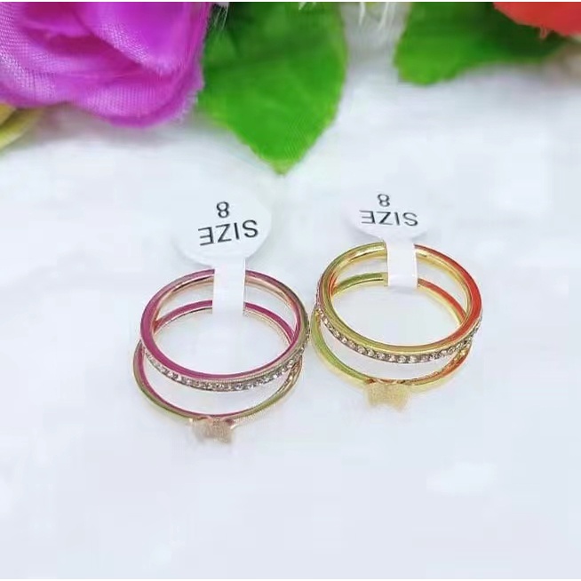 Cincin Titanium Permata 2Susun Perhiasan Fashion 216,217