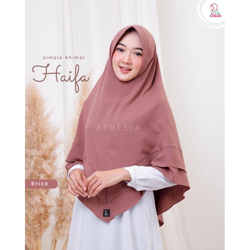 Haifa Khimar by Azmeela hijab instant simple syar'i Zara crepe pad-Brick