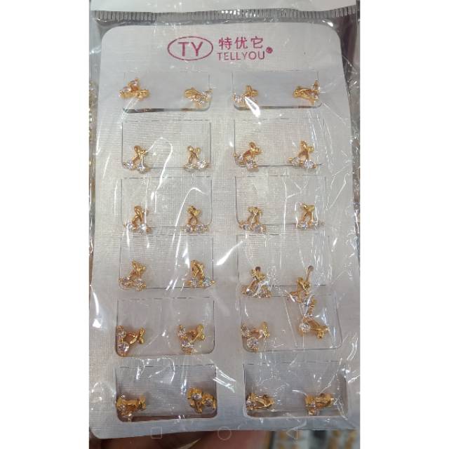 Giwang anting cerry titanium gold 18k