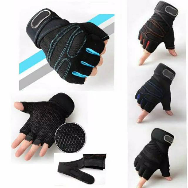 Sarung tangan gym gloves fitness sports glove training weight lifting half finger setengah jari