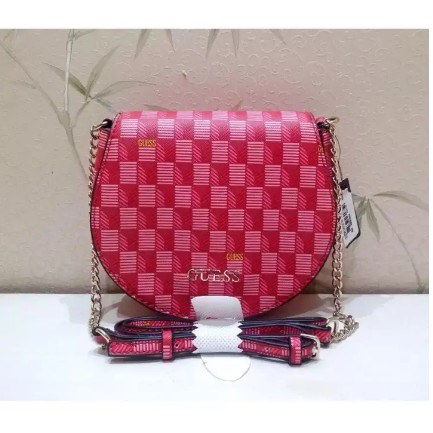 Guess Jetset Woman Shoulder Bag - Red Multi - Tas Wanita Original