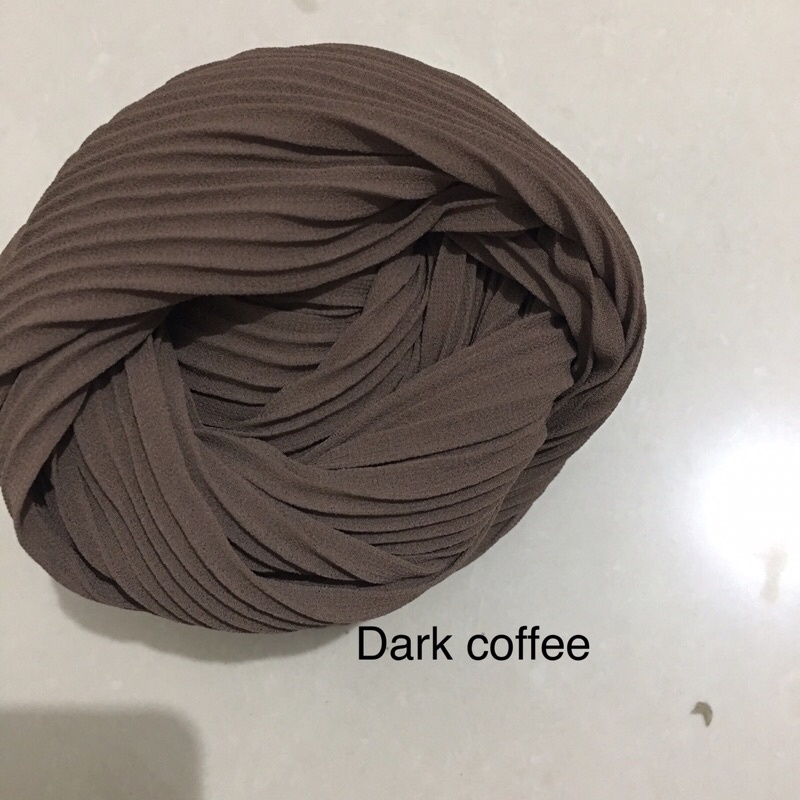 [TANPA GARIS TENGAH] FULL PLISKET PASHMINA pashmina plisket ceruty babydoll pasmina plisket-Darkcoffee
