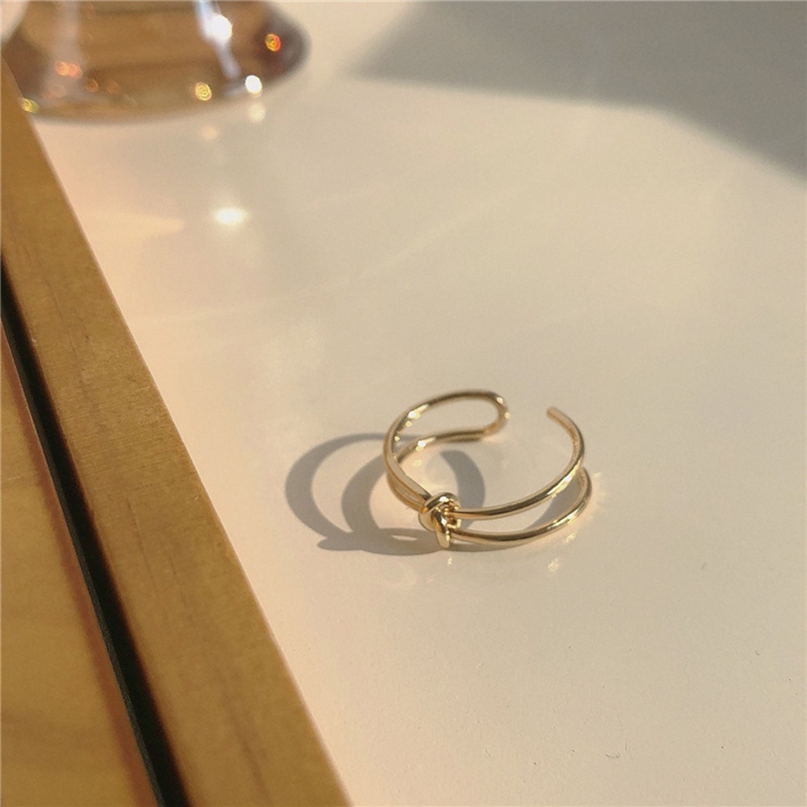 Korea Untuk Wanita Cincin Simpul Kepribadian Emas Baja Titanium Fashion Sederhana Adjustable Rings