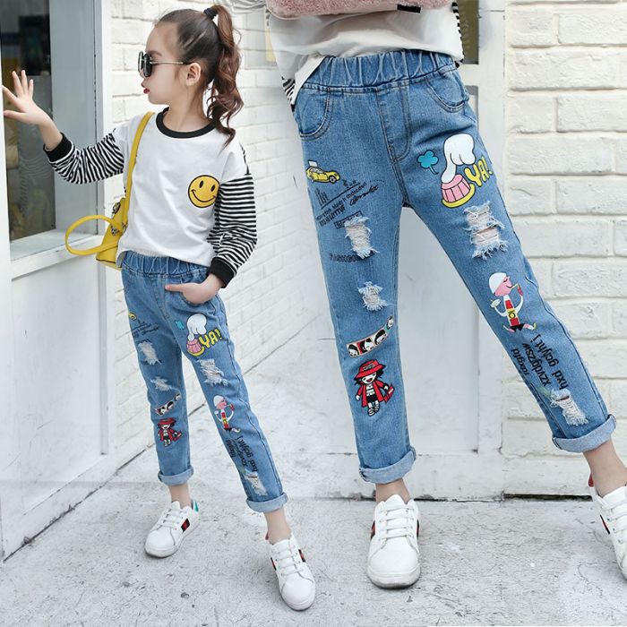  Celana  Jeans  Printing Anak Motif Kartun  Celana  Jeans  