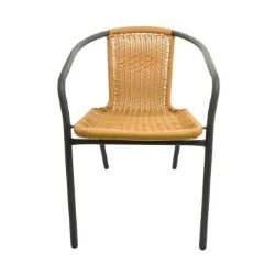 soleil kursi teras / CHAIR STEEL WICKER HONEY BROWN / kursi coffe / kursi taman / kursi outdoor