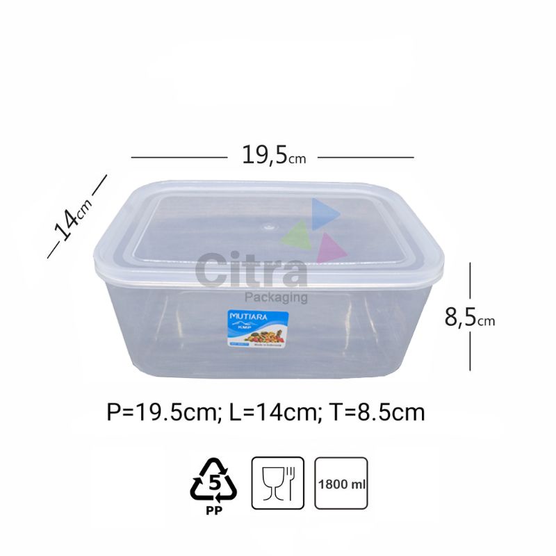 Kotak KMP 1800ml / foodbox / tempat bekal / kotak plastik / Mutiarapack 1800 KMP BPL001