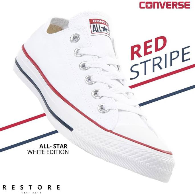 Original Sepatu Converse All Star Putih List Merah Low - List Merah, 36