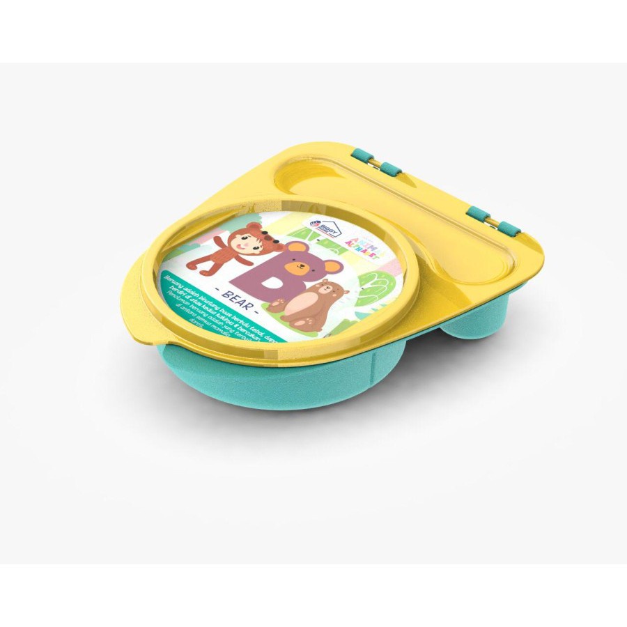 Lunch Box Kotak Makan Bento Anak 2 sekat + sendok garpu Amalfi biggy 580ml / Souvenir ultah Murah