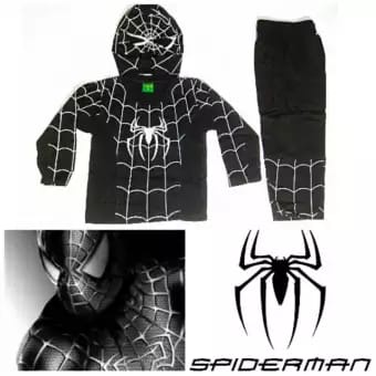 kostum baju anak spiderman hitam venom topeng kain / BAJU VENOM SPIDERMAN KAIN