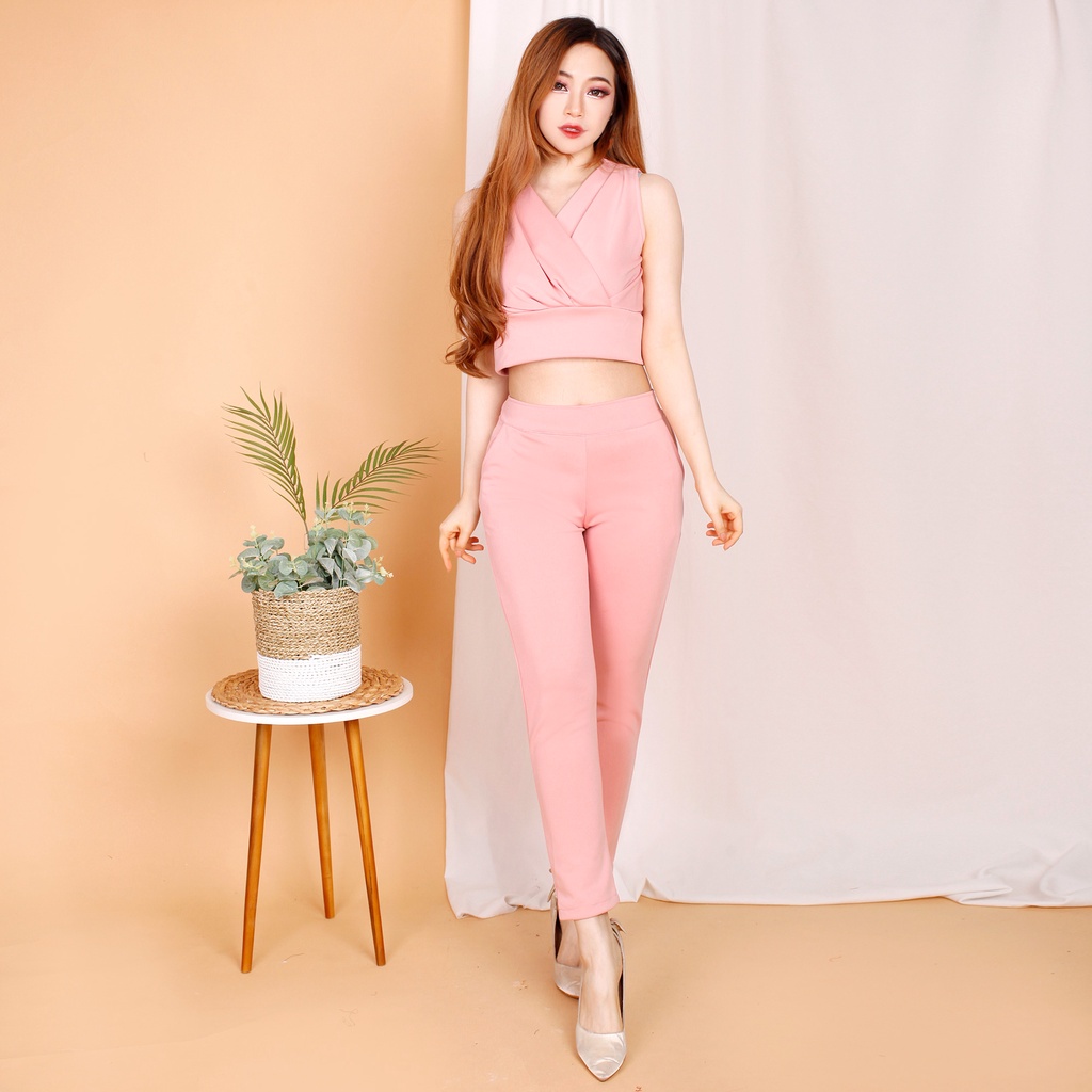 #fashion wanita # 059 ,STELAN CROPTOP SCUBA IMPORT PREMIUM CELANA PANJANG