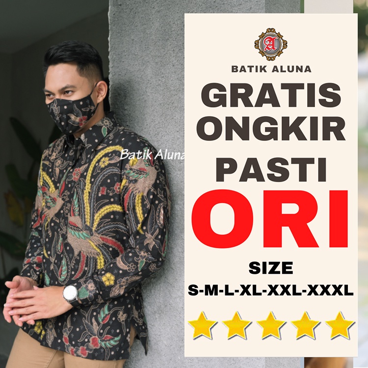 Batik Mewah Pria Lengan Panjang Lapis Furing Ukuran Jumbo XXXL Baju Kemeja Batik Pria Lengan Panjang