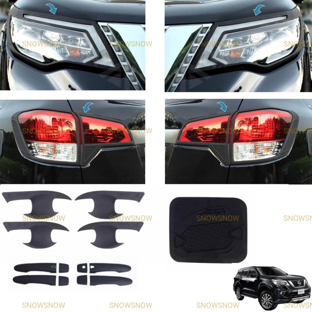 Paket Garnish Depan Belakang Outer Handle Tank Cover Nissan Terra 2018 2022 up Hitam Chrome