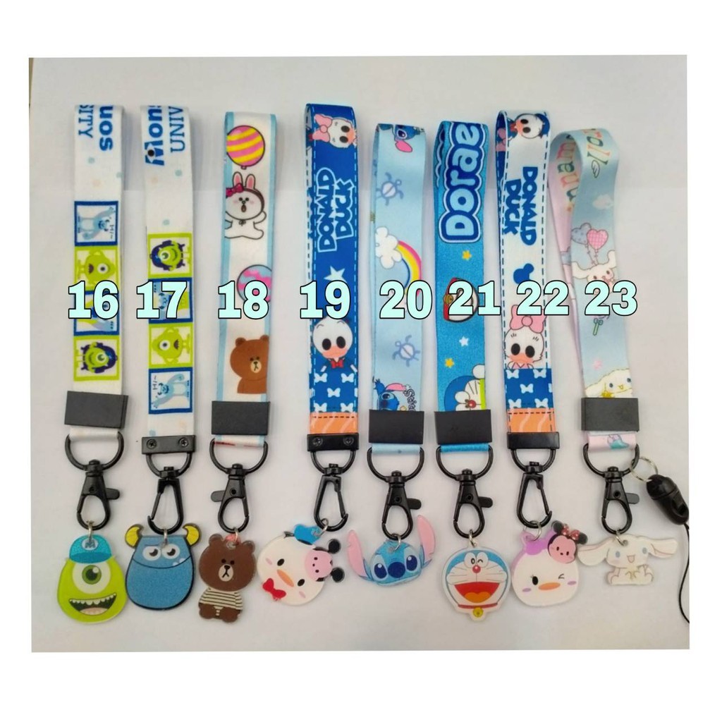 Gantungan Hp Kepala Character Pendek 14 Cm Tali Strap Lanyard Kartun Karakter