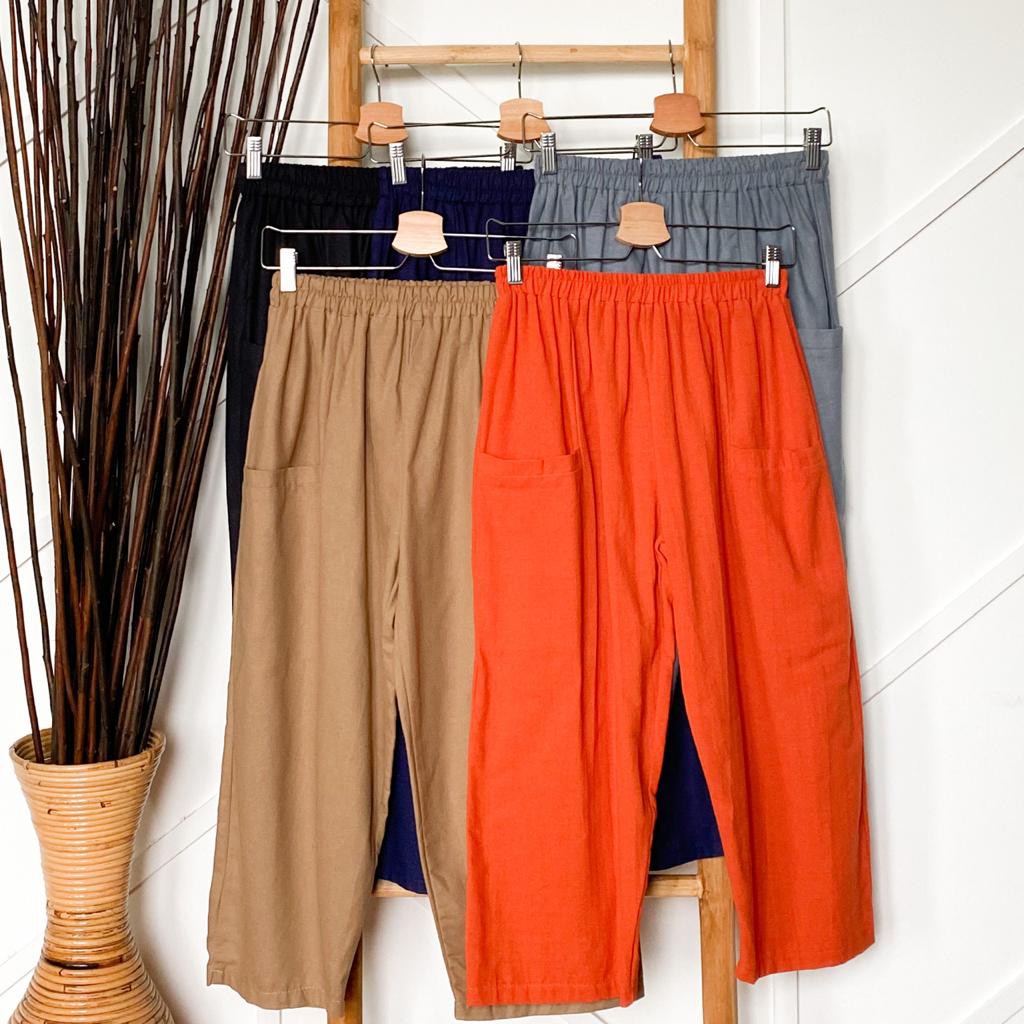 Bisa COD SASHA CROP PANTS – Katun celana panjang casual wanita longgar