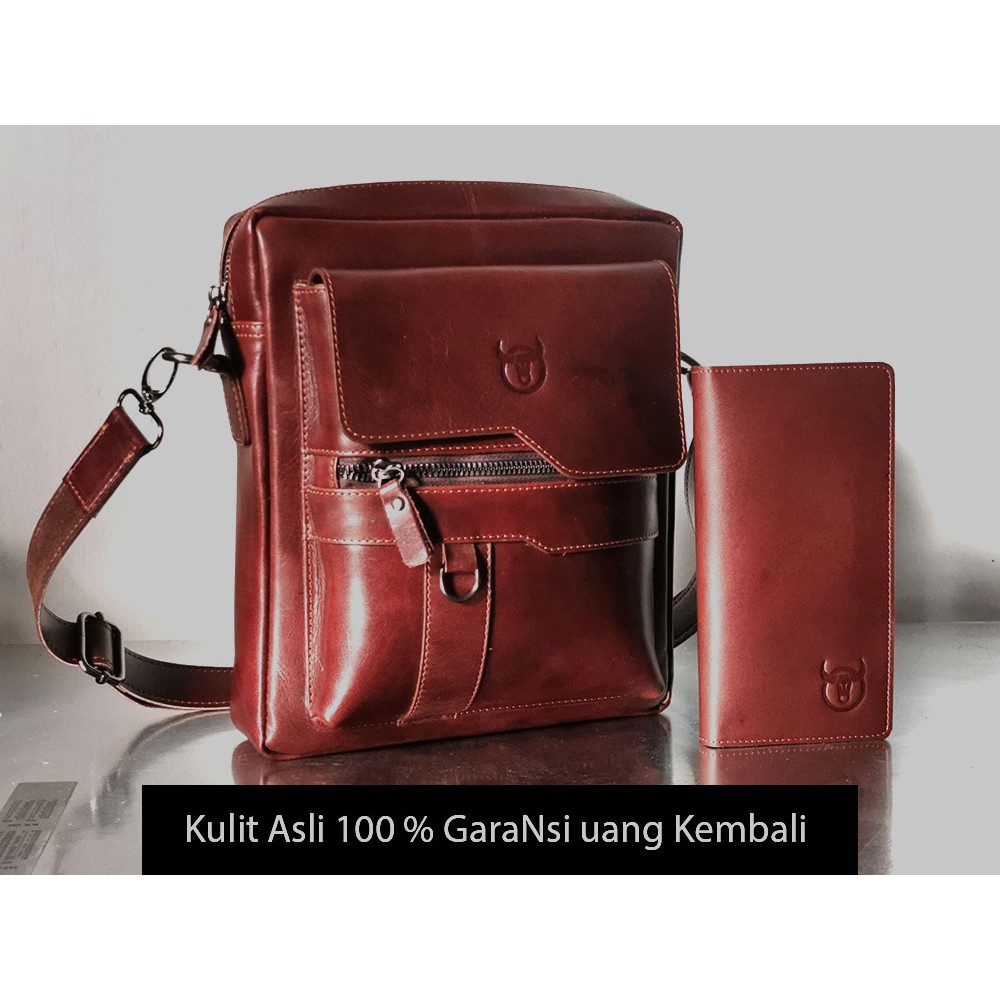 PROMO TERBATAS asli kulit Tas Pria selempang Original