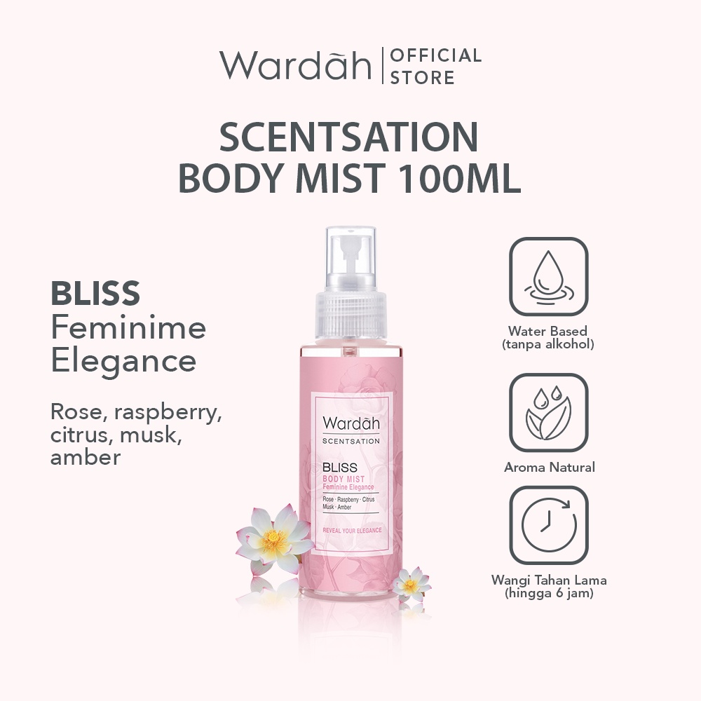 Wardah Scentsation Body Mist 100 ml - Parfum Wanita Wangi Tahan Lama Hingga 5 Jam - Mudah Dibawa - C