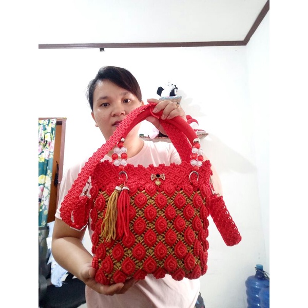 tas rajut tali kur, tas wanita