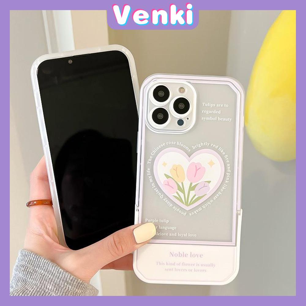 iPhone Case Acrylic Invisible Folding Stand Silicone Soft Case Airbag Shockproof Camera Cover Flower Cute Compatible For iPhone 11 Pro Max 13 Pro Max 12 Pro Max 7Plus xr XS Max