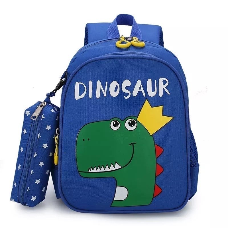 Tas sekolah Anak Ransel anak 2in1 Dinosaurus Tas Sekolah Anak TK  SD MI Karakter - Biru
