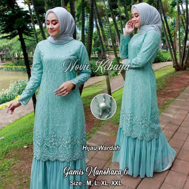 GAMIS BRUKAT MUTIARA BAJU MUSLIM MURAH GAMIS PESTA KONDANGAN MANOHARA TUTU Jumbo LD 120