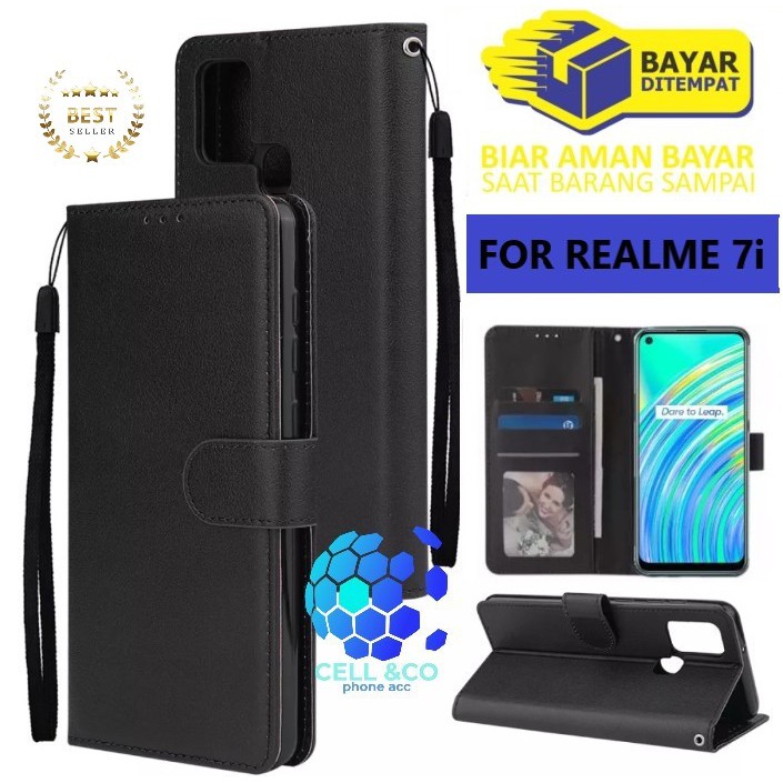 Flip cover REALME 7i Flip case buka tutup kesing hp casing flip case Premium leather wallet