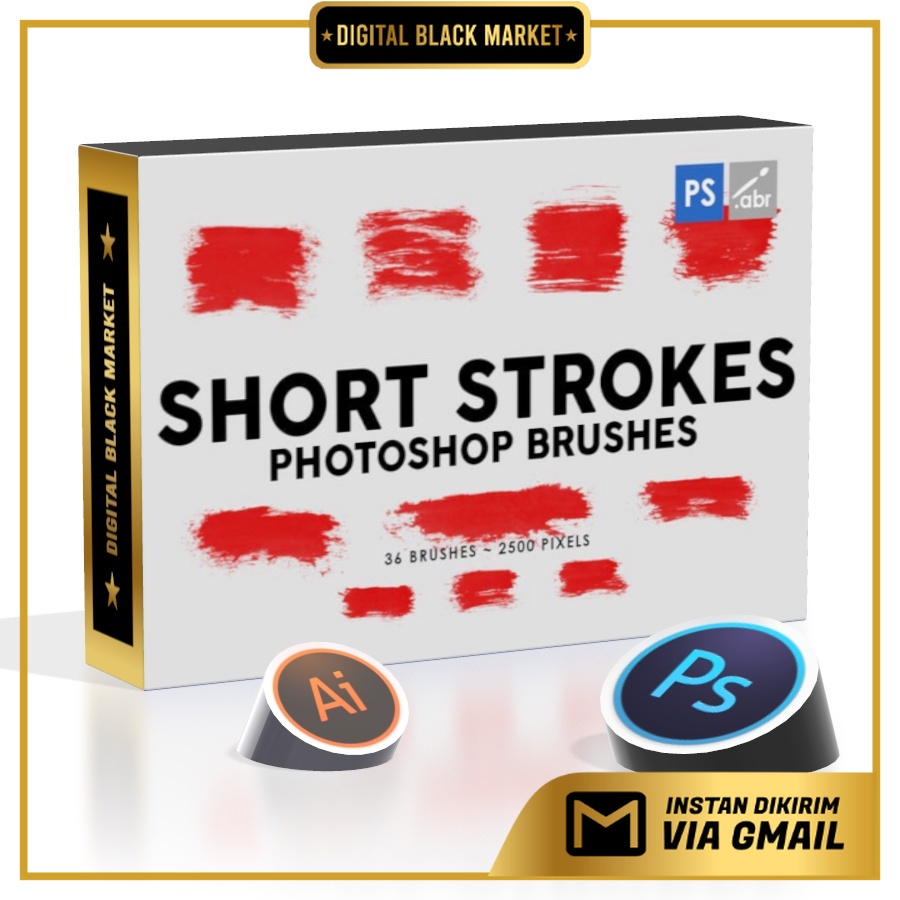 36 Short Ink Strokes - Photoshop Stamp Brushes