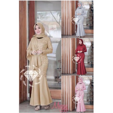 Baju gamis wanita terbaru model pesta kekinian Brukat terlaris Size L XL