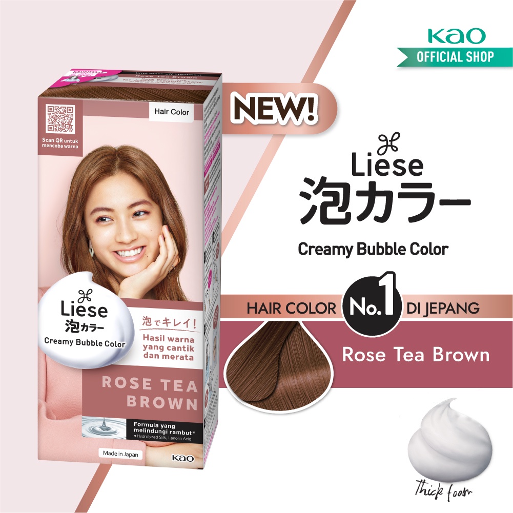 Liese Bubble Hair Color Foam Cat Pewarna Rambut Permanent / Hair Dye - Perawatan / Treatment Rambut Rose Tea Brown